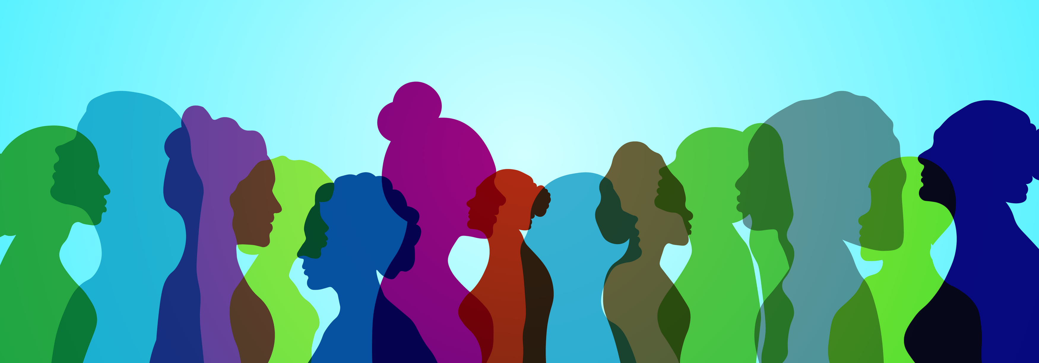 Overlapping Colored Silhouettes of Women